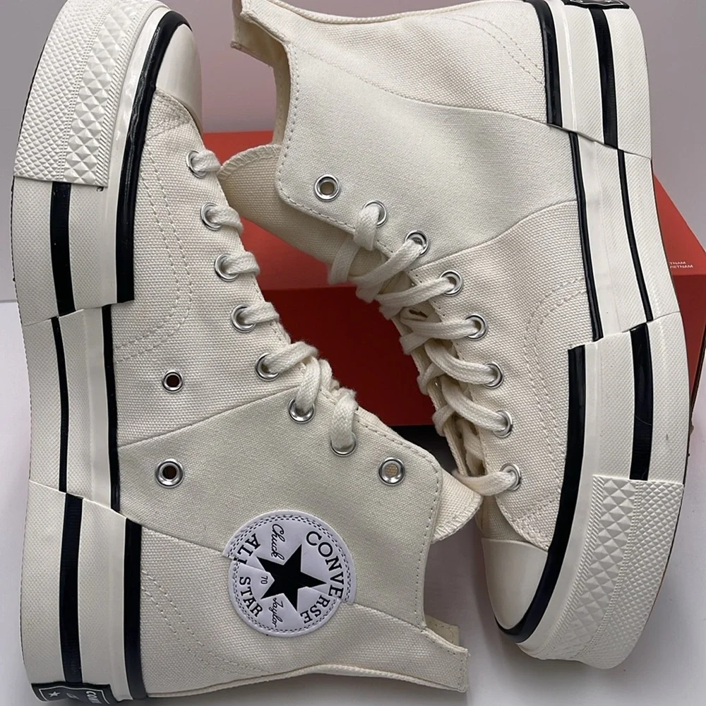 Converse WMNS CHUCK 70 PLUS HI EGRET/BLACK/EGRET A00915C Platforms Sneakers